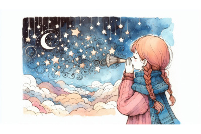 Ink Girl Whispering Stars