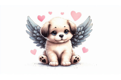 Ink Puppy Heart Wings