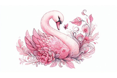 Ink Swan Florals