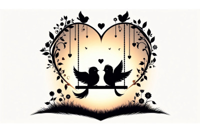 Lovebirds Heart Swing