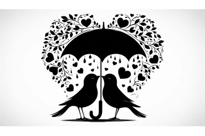 Lovebirds Heart Umbrella