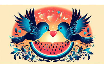 Lovebirds Heart Watermelon