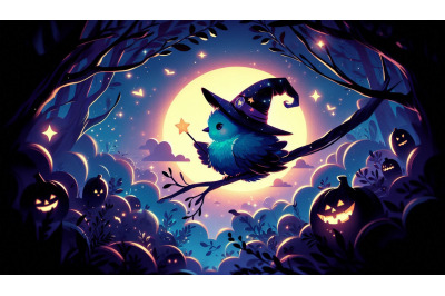 Magical chick in moonlight