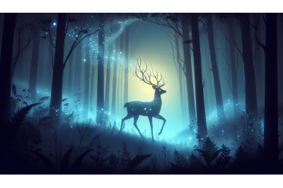 Misty Glowing Deer
