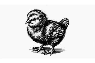 Monochrome chick in black ink