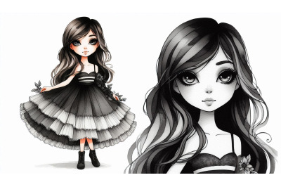 Monochrome Girl Colored Dress