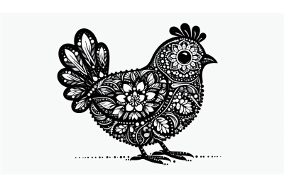 Mosaic chick with floral details