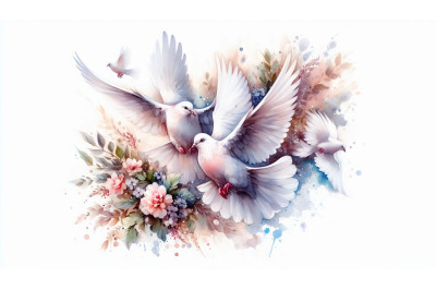 Motion Doves In Flight