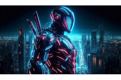 Neon Cyberpunk Warrior Glow