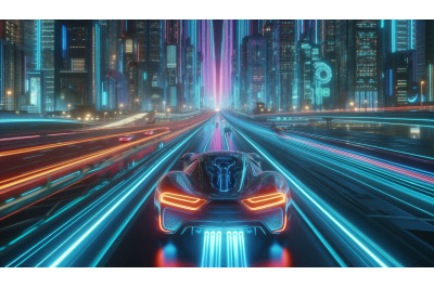 Neon Futuristic Car