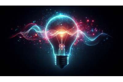 Neon Glowing Light Bulb
