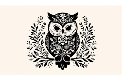 Owl in floral minimal design