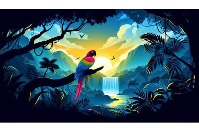Parrot Rainforest Waterfall