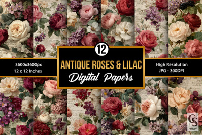 Antique Roses and Lilac Digital Papers