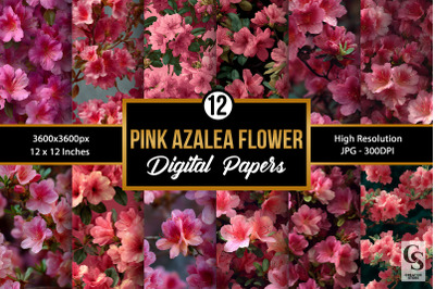 Pink Azalea Flowers Garden Digital Paper