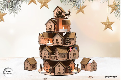 Christmas Advent Calendar Village SVG