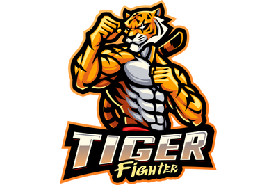 Tiger fighter esport mascot logo design