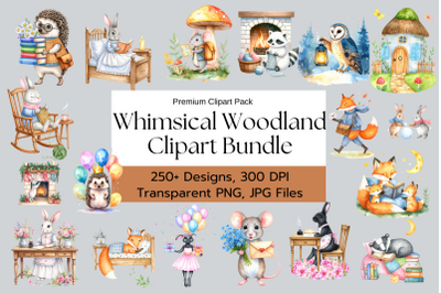 Whimsical Woodland Animals Clipart Bundle