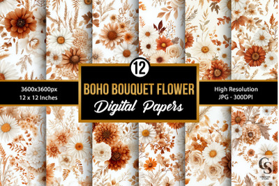 Boho Bouquet Flowers Digital Paper