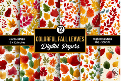 Fall Colorful Leaves Seamless Patterns