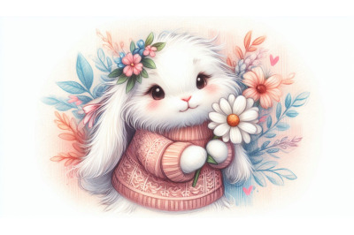 Bunny Holding Flower