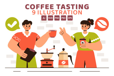 9 Coffee Tasting Experience Illustration
