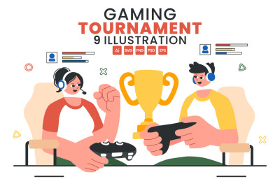 9 E-Sports Gaming Tournament Illustration