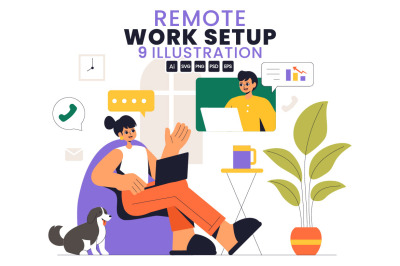 9 Remote Working Setup Illustration