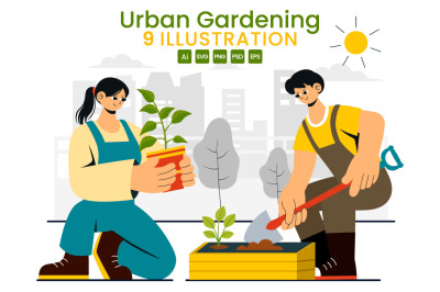 9 Urban Gardening Illustration