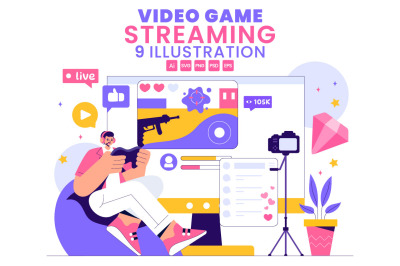 9 Video Game Streaming Illustration