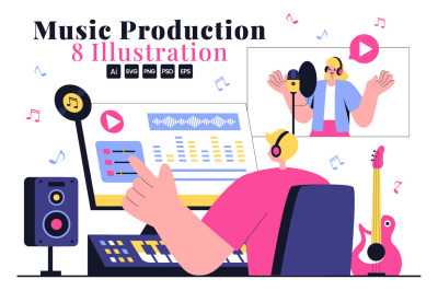 8 Music Production Illustration