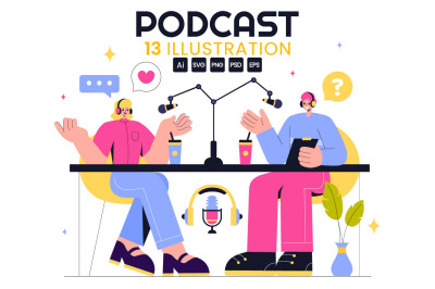 13 Podcast Studio Illustration
