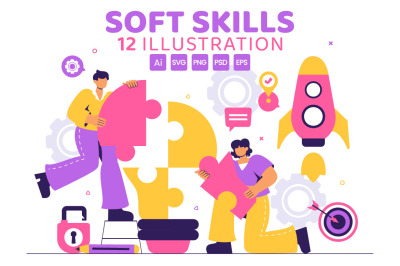 12 Workplace Soft Skills Illustration