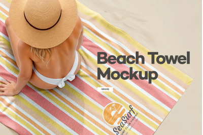 Beach Towel With Woman Mockup