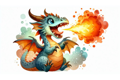 Cartoon Dragon Breathing Fire