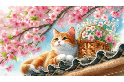 Cherry Blossom Cat