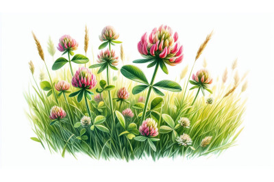 Clover Grass Watercolor