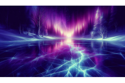 Cracked Frozen Lake Purple