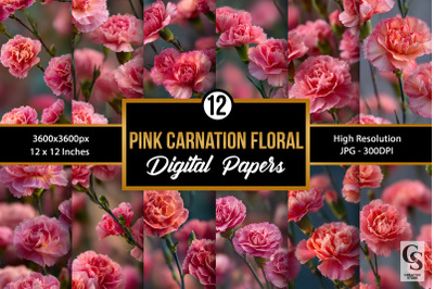 Pink Carnation Flowers Digital Paper