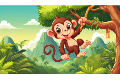 Cartoon Monkey Jungle Vector