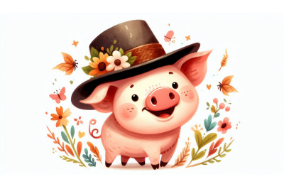 Cartoon Pig Smiling Vector