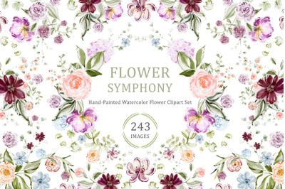 Watercolor Floral Patterns &amp; Frames for Wedding Design