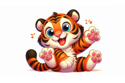Cartoon Tiger Playful Vector