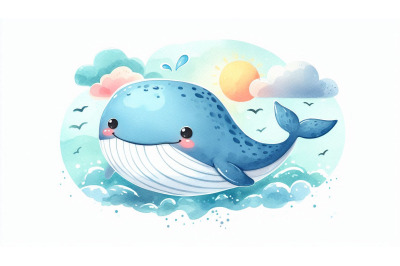 Cartoon Whale Smiling Vector