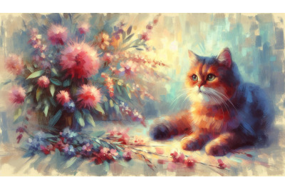 Cat Flora Impressionist