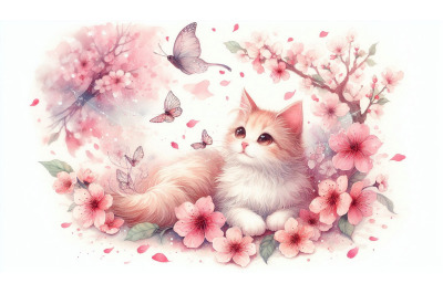 Cherry Petals Cat