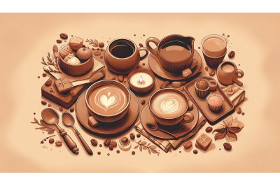 Coffee Cups Flat Lay