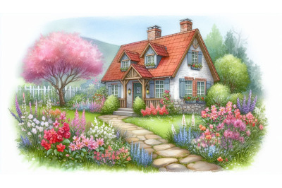 Cottage Garden Watercolor