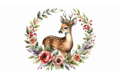 Deer Wreath Watercolor