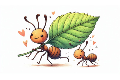 Doodle Ant Carrying Leaf